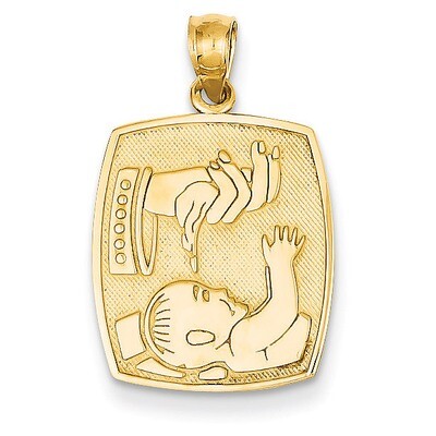 Satin &amp; Polished Baptism Pendant 14k Gold D799, MPN: D799, 883957278186