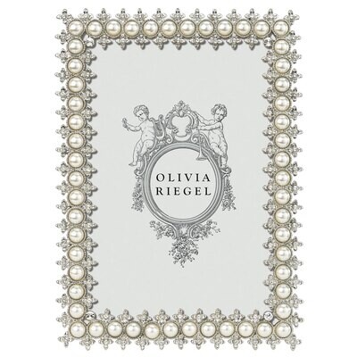 Olivia Riegel Silver Crystal &amp; Pearl 4 x 6 Inch Picture Frame 150246, MPN: 150246,