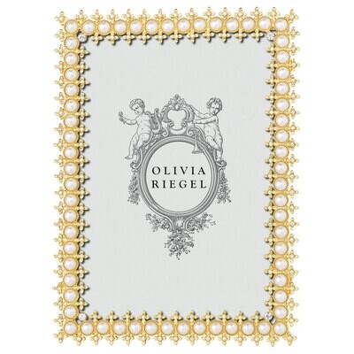 Olivia Riegel Gold Crystal &amp; Pearl 5 x 7 Inch Picture Frame 450257, MPN: 450257,