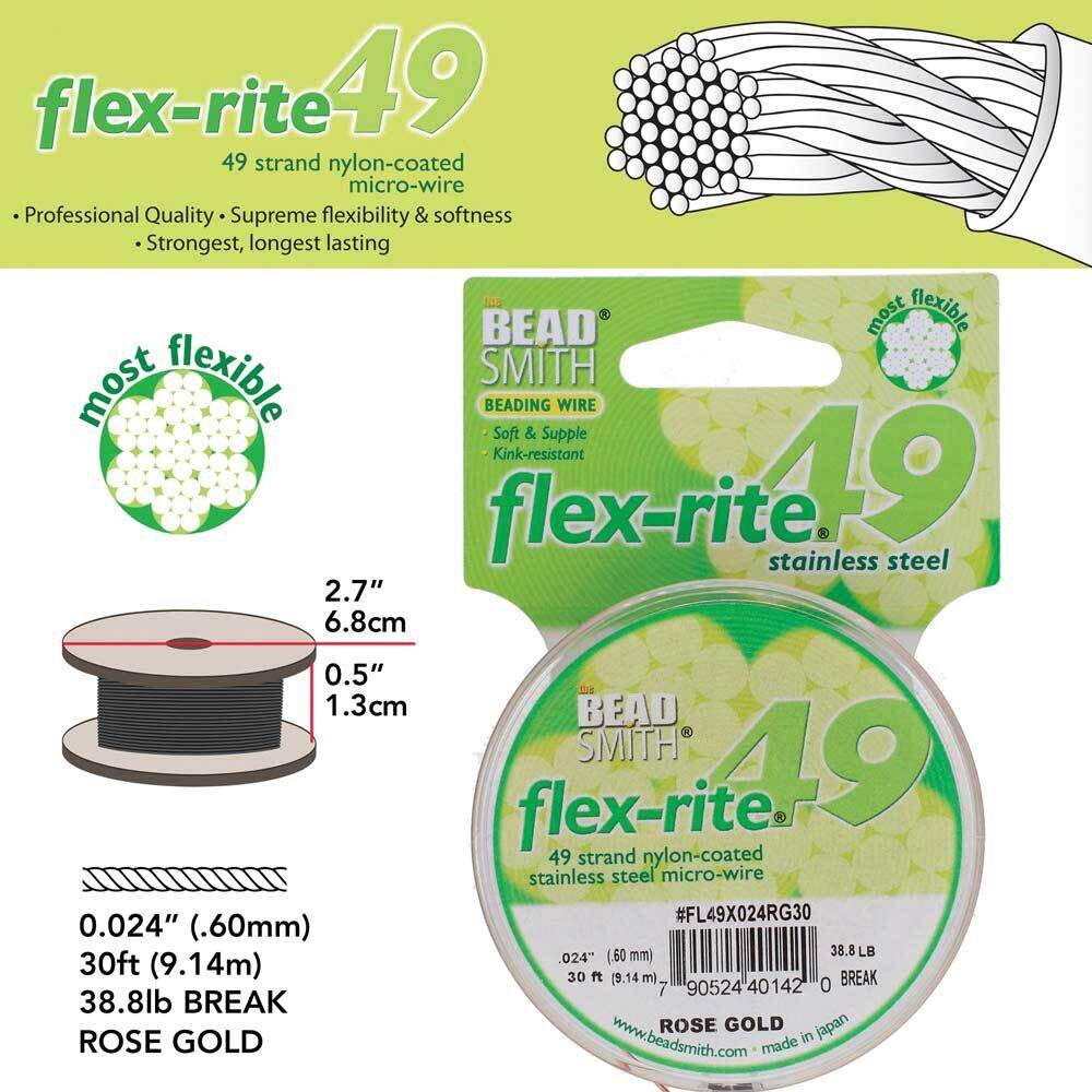 Flex-rite 49 Rose Tone .024in Diameter 30 Feet Strand Wire Stainless Steel CRD851/24-30, MPN: CRD85…