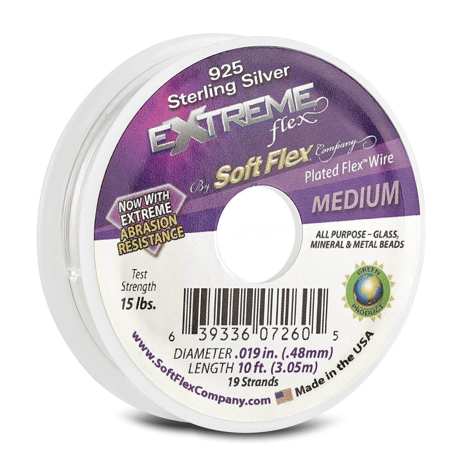 Soft Flex Extreme .019in Diameter 10 Feet 925 Flex Wire Sterling Silver CRD862/19