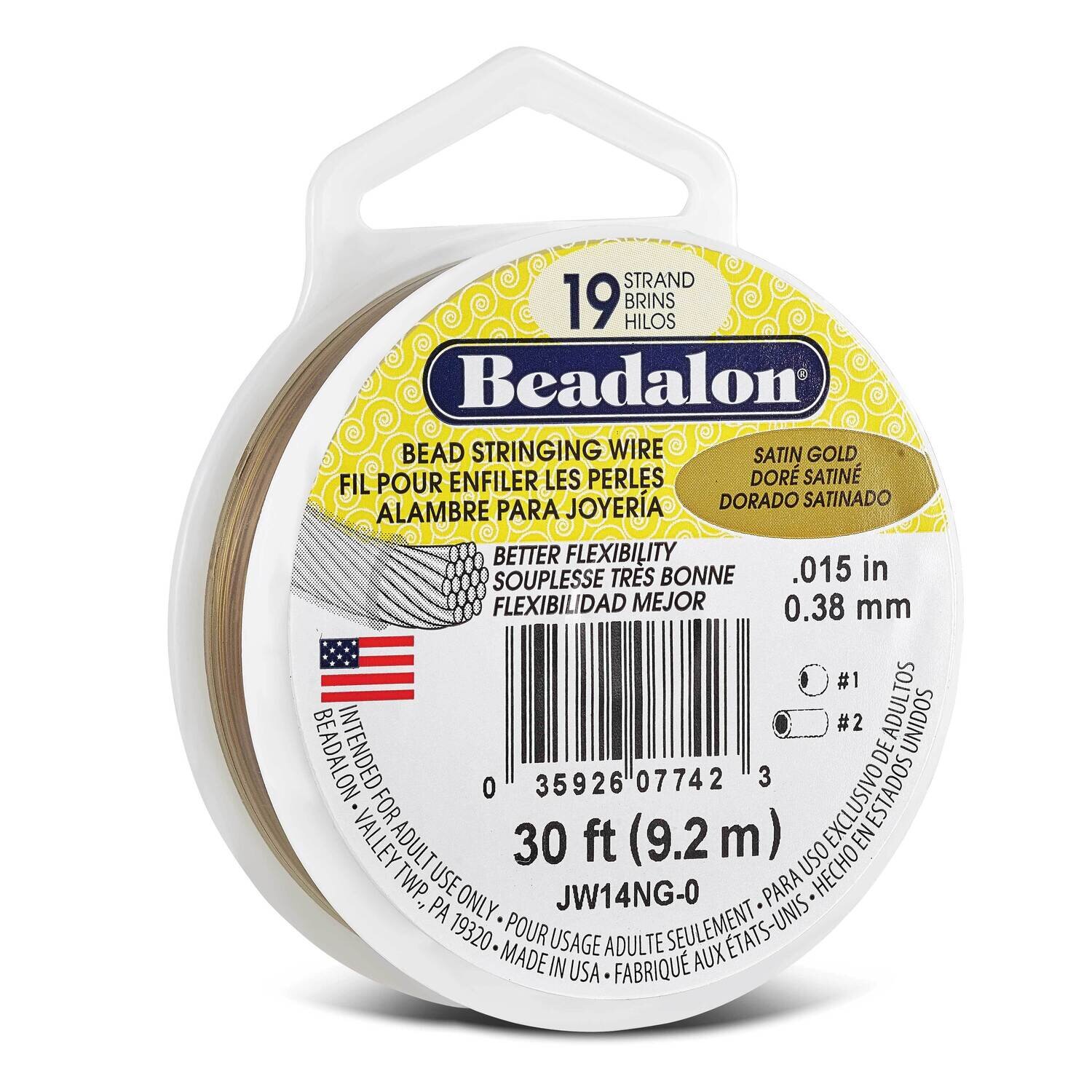 Beadalon 19 Satin Gold Color .012in Diameter 30 Feet Strand Wire CRD856/12, MPN: CRD856/12, 3592607…