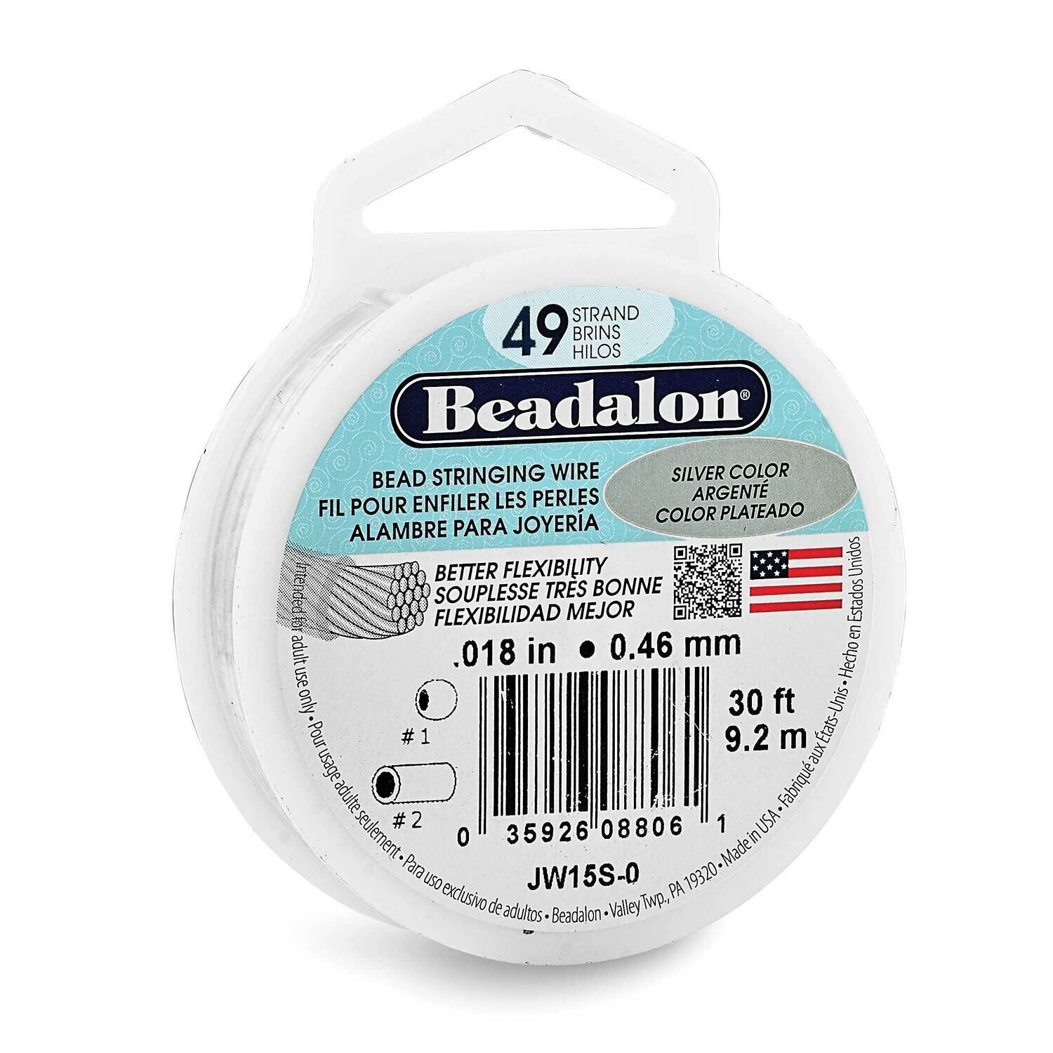 Beadalon 49 Metallic Silver Color .018in Diameter 30 Feet Strand Wire CRD853/18, MPN: CRD853/18, 35…