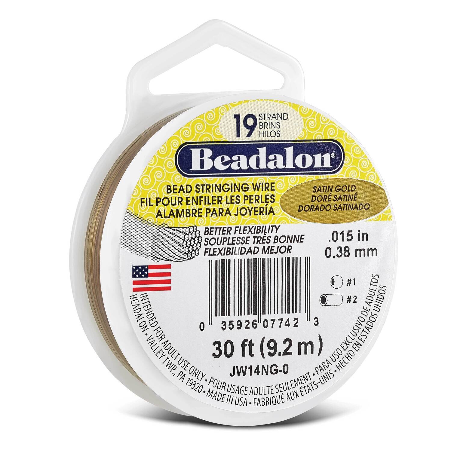 Beadalon 19 Satin Gold Color .015in Diameter 30 Feet Strand Wire CRD856/15, MPN: CRD856/15, 3592607…