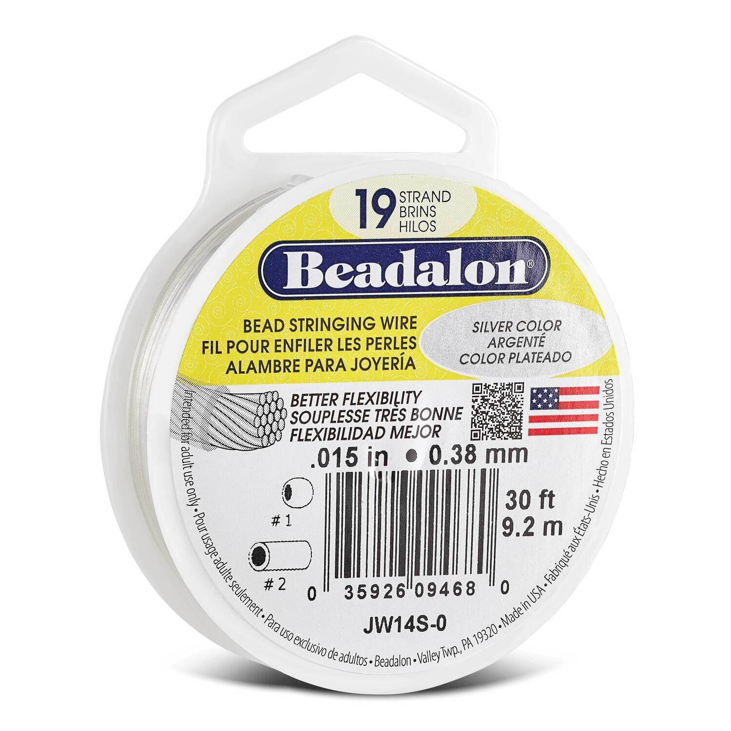Beadalon 19 Metallic Silver Color .015in Diameter 30 Feet Strand Wire CRD857/15