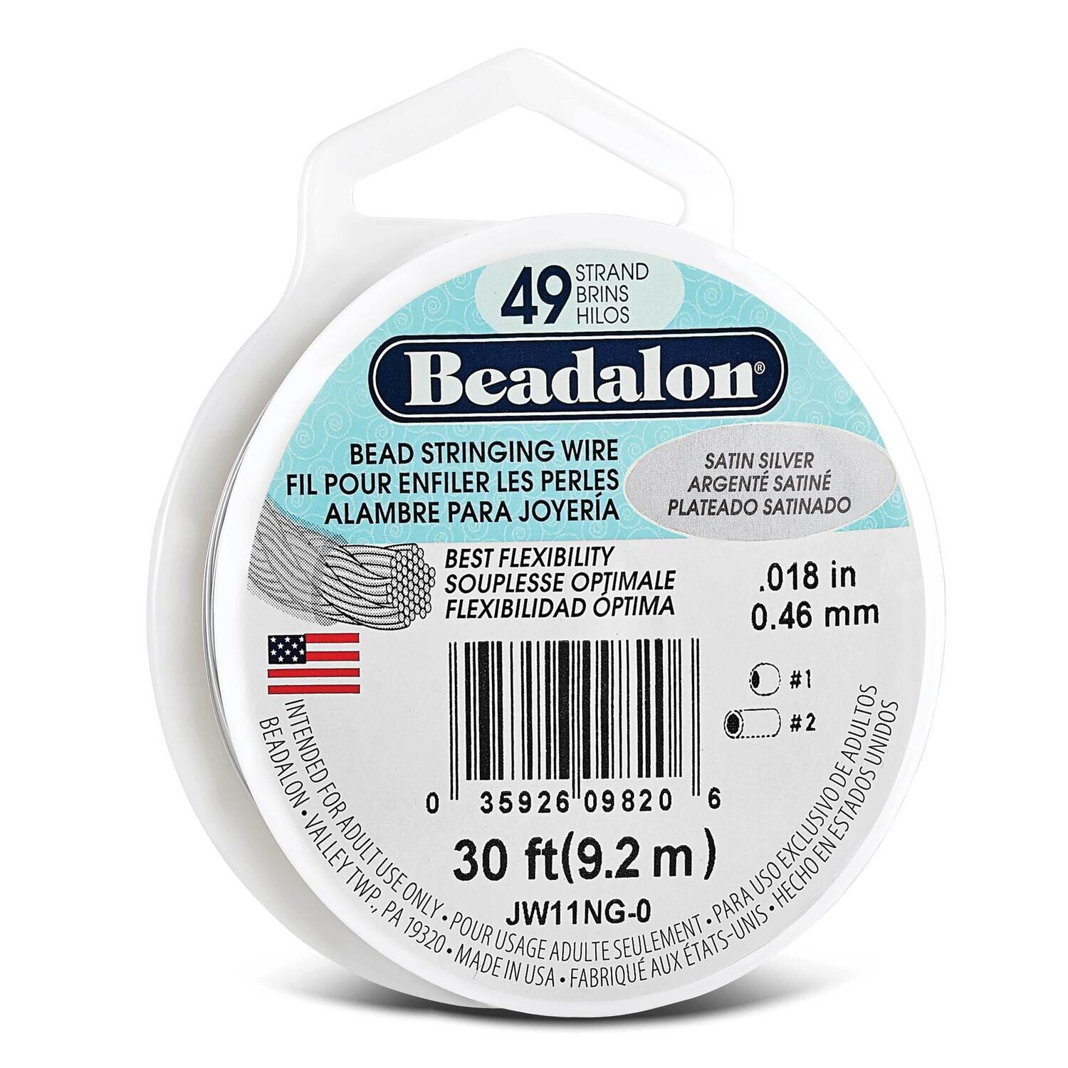 Beadalon 49 Satin Silver Color .018in Diameter 30 Feet Strand Wire CRD855/18, MPN: CRD855/18, 35926…