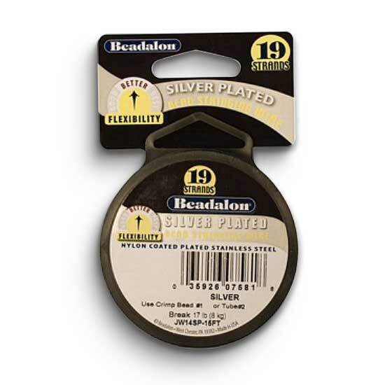 Beadalon 19 Strand Silver-plated .018 inch Diameter 15 Feet Wire CRD860/18