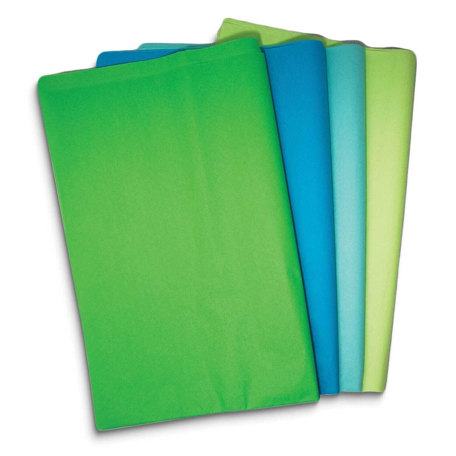 Four Color 48 Sheet Light Green, Dark Green, Light Blue, Dark Blue Mixed Tissue Paper Set 12 Each C…