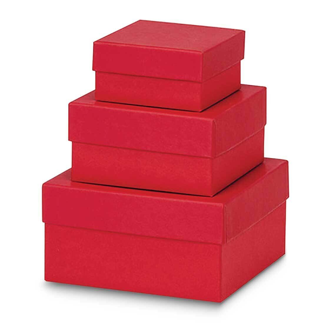 Red Pack of 3 Nested 3.25in 4.25in and 5.25in Gift Boxes JT5102, MPN: JT5102,