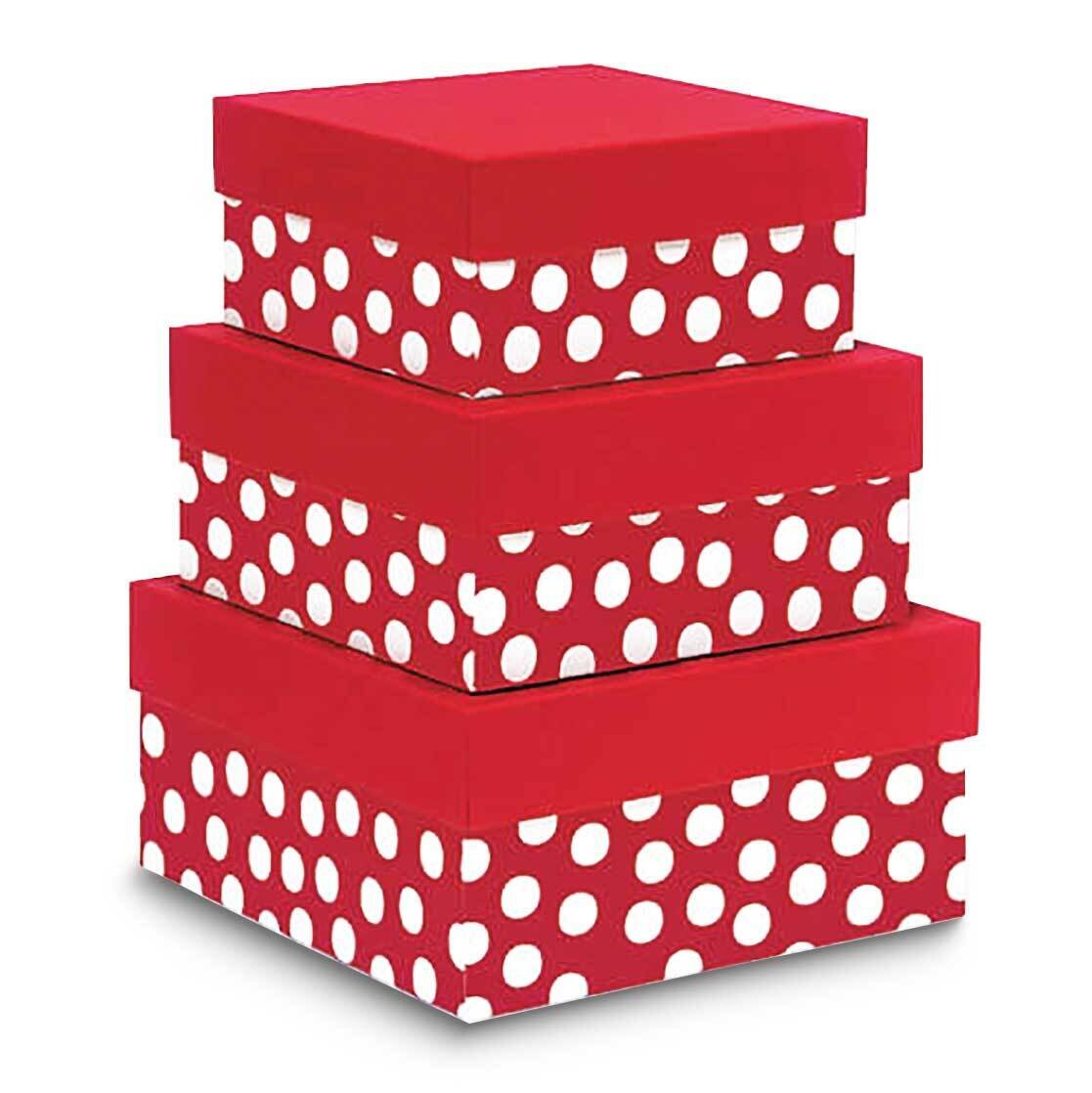 Red and White Polka Dot Pack of 3 Nested 3.25in 4.25in and 5.25in Gift Boxes JT5106, MPN: JT5106,