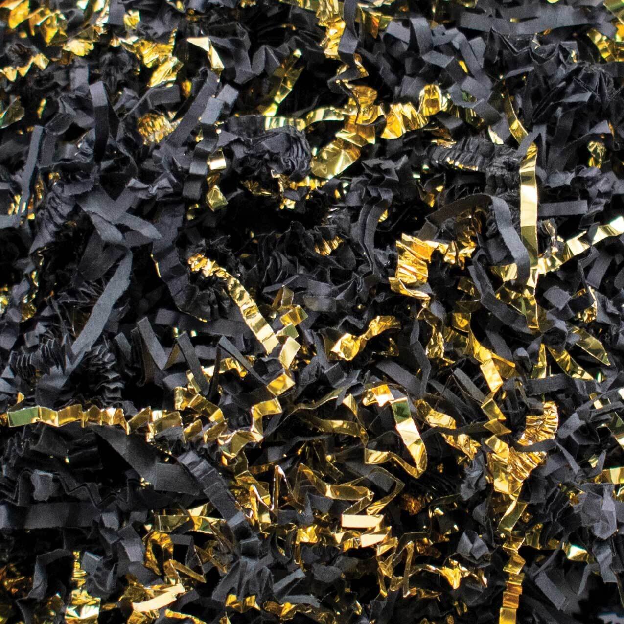 Black and Gold Metallic Color Mixed Crinkle Cut Shredded Paper JT5109-BKGD