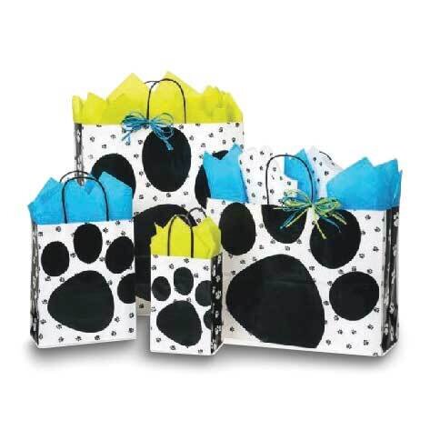 Black and White Paw Print 8 Paper Bags and 20 Sheets Tissue Paper Set JT5078, MPN: JT5078,