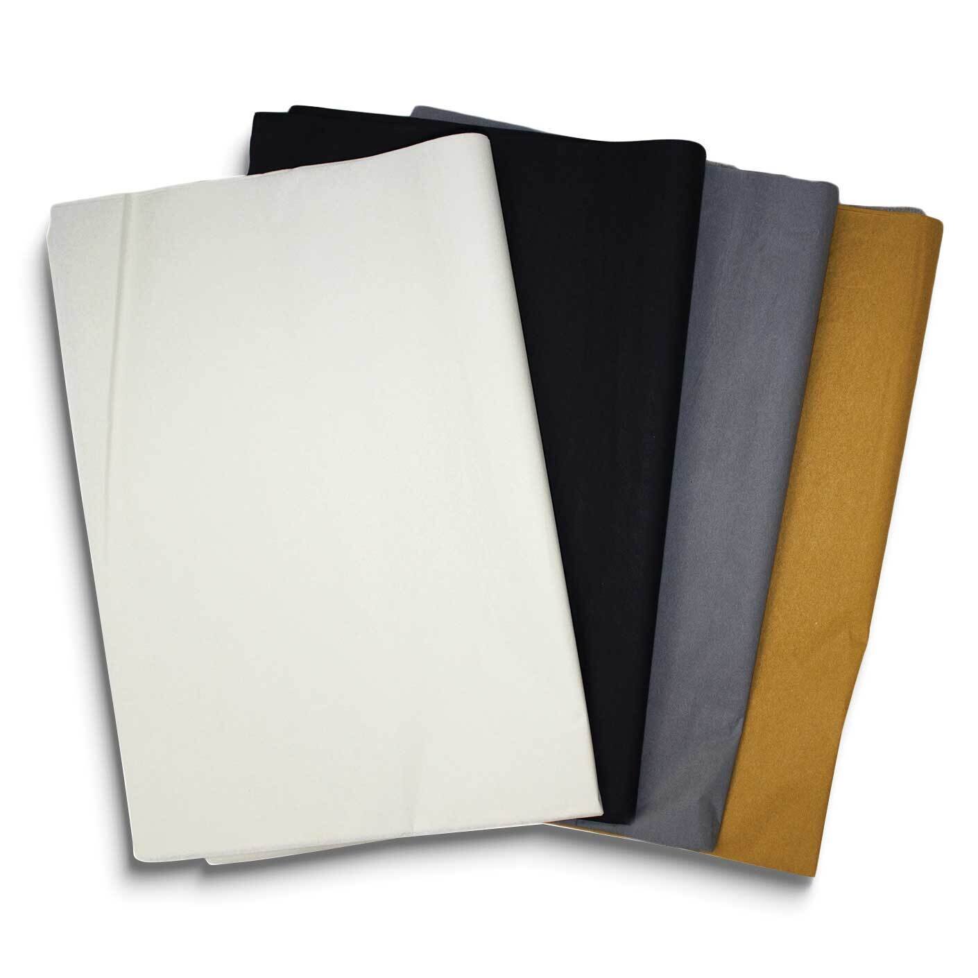 Four Color 48 Sheet White, Silver, Gold, and Black Mixed Tissue Paper Set 12 Each Color JT5080, MPN…