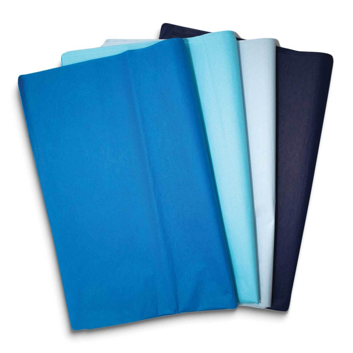 Four Color 48 Sheet White, Light Blue, Dark Blue, Black Mixed Tissue Paper Set 12 Each Color JT5082