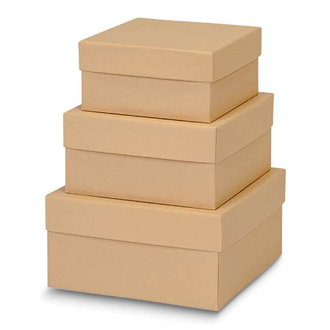 Natural Brown Kraft Pack of 3 Nested 6.25in 7.25in and 8.25in Gift Boxes JT5099, MPN: JT5099,