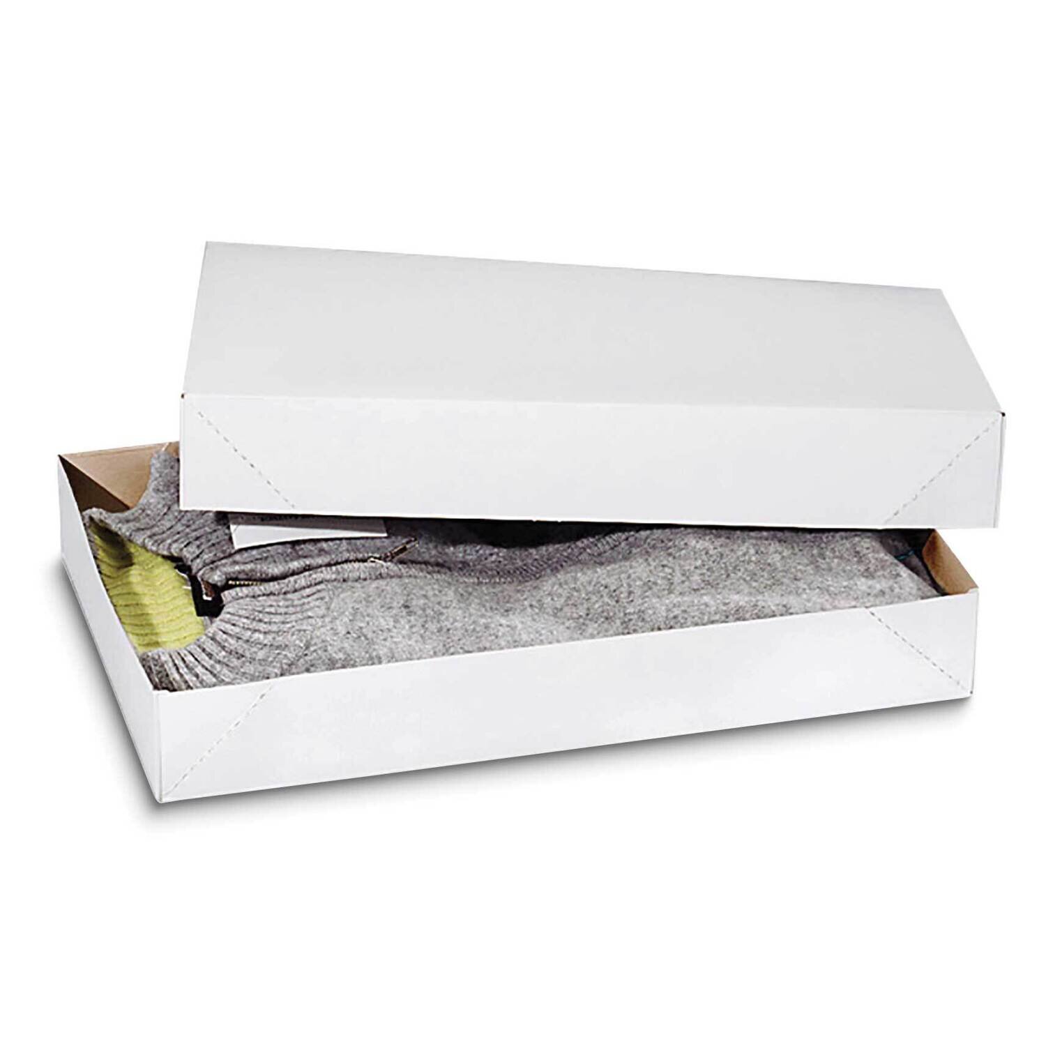 White Pack of 10 Rectangle 17x11x2.5in Paper Gift Boxes JT5089-WT, MPN: JT5089-WT,