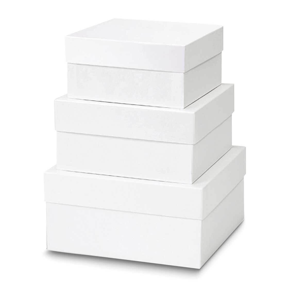 White Pack of 3 Nested 6.25in 7.25in and 8.25in Gift Boxes JT5097, MPN: JT5097,