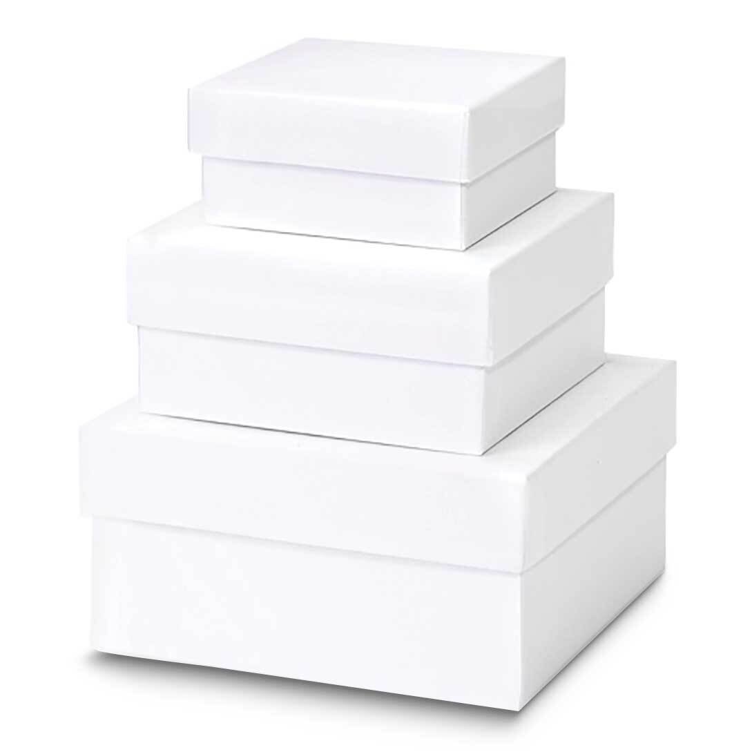 White Pack of 3 Nested 3.25in 4.25in and 5.25in Gift Boxes JT5098, MPN: JT5098,