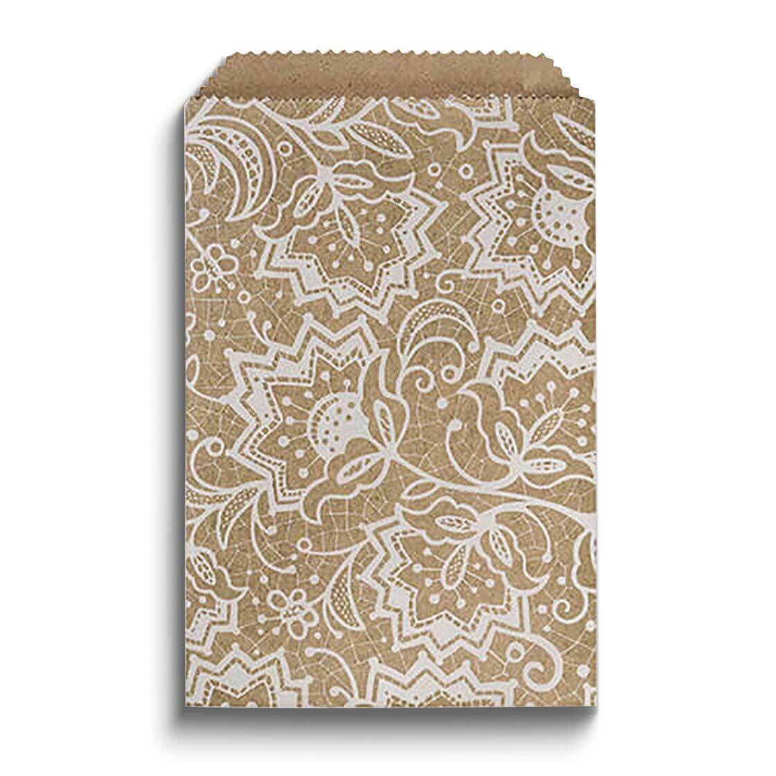 Lace Print Pack of 125 Paper 6.25x9.25 Flat Merchandise Bags JT5107-LACE, MPN: JT5107-LACE,