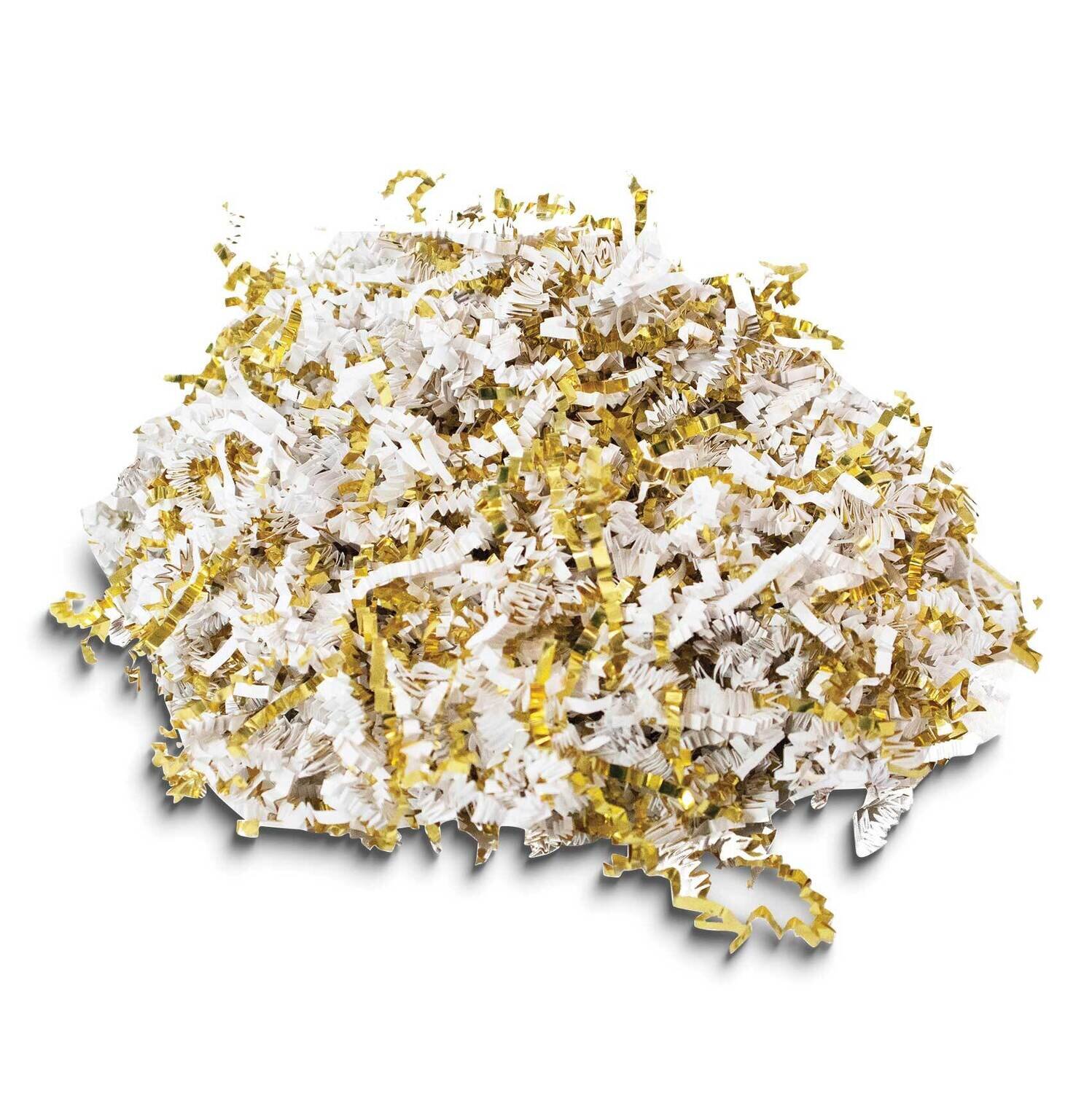 White and Gold Metallic Color Mixed Crinkle Cut Shredded Paper JT5109-WTGD, MPN: JT5109-WTGD,