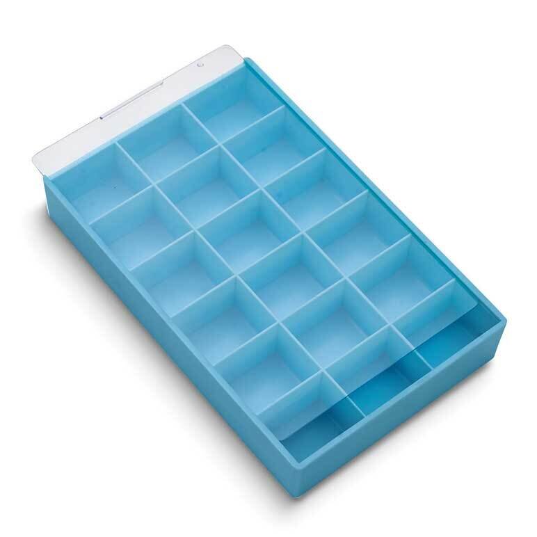 Blue 18 Compartment Plastic Organizer Tray with Clear Slide Lid JT5387, MPN: JT5387, 654207178064