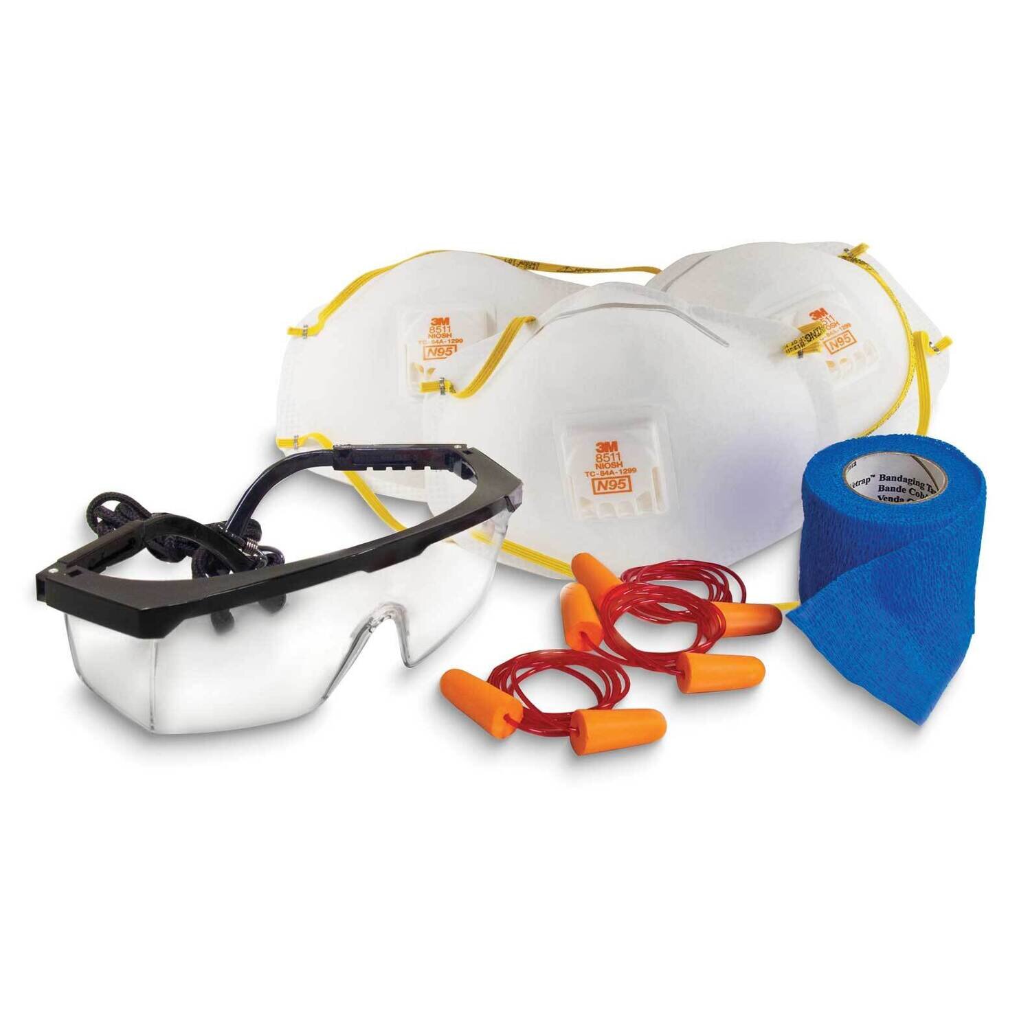 Safety Accessories Kit with Safety Glasses, 3M Veltrap Tape, 3 pack of 3M Ear Plugs and 3 pack of 3…