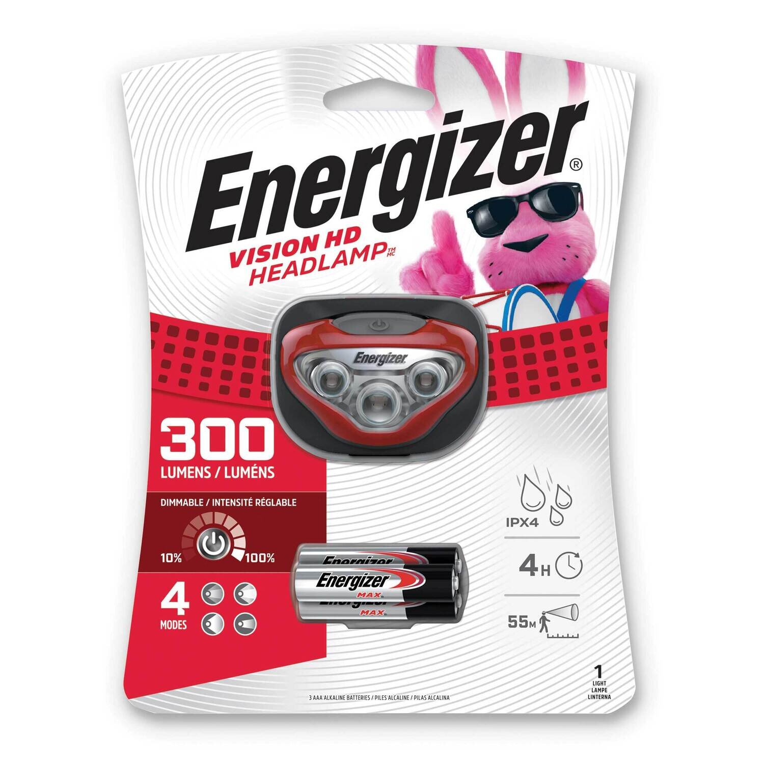 Energizer Vision HD LED 300 Lumens Headlamp with 3 Energizer MAX AAA Batter JT5350, MPN: JT5350, 39…