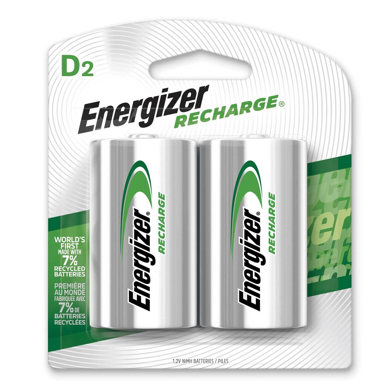Energizer Recharge Universal Rechargeable D Batteries Pack of 2 WBDR/2