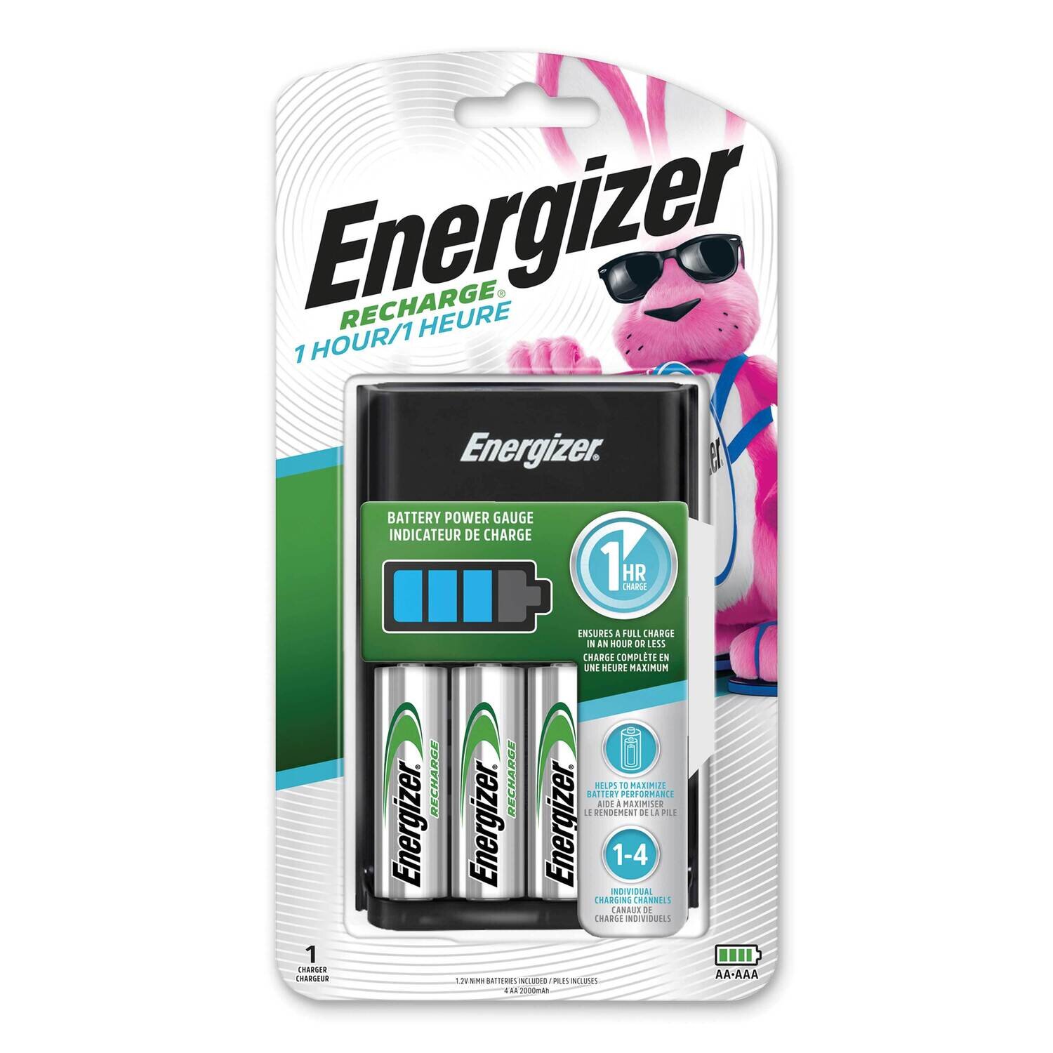 Energizer Recharge 1-Hour Charger for Rechargeable AA and AAA Batteries WBCH1