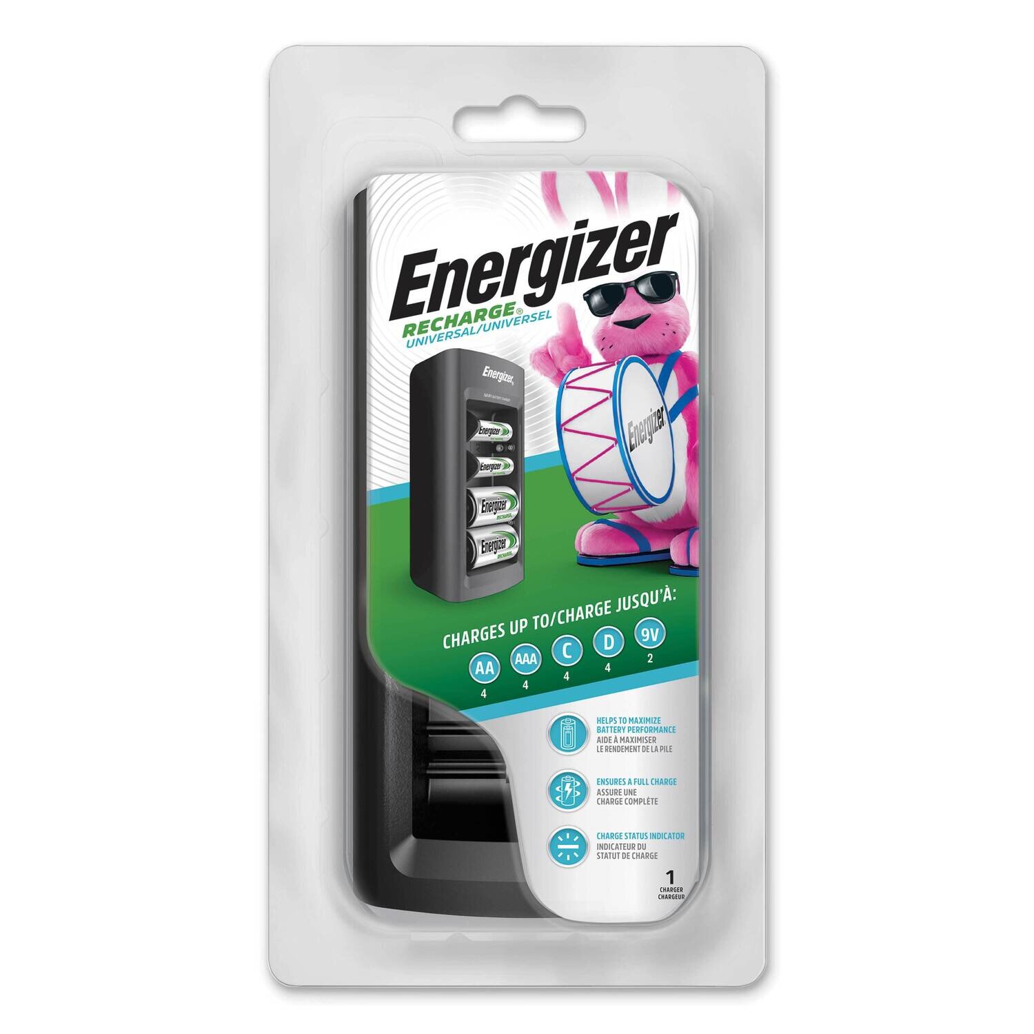 Energizer Recharge Universal Charger for Rechargeable AA AAA C D and 9V Batteries WBCHUN