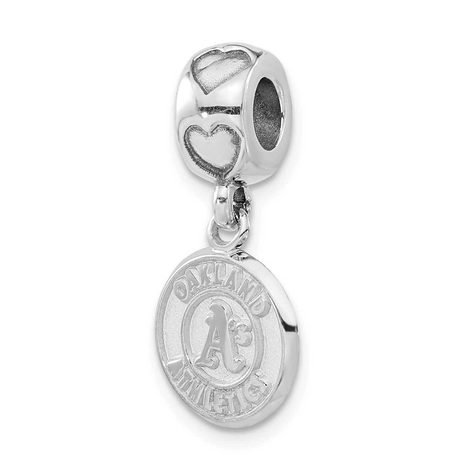 MLB Oakland Athletics Dangle Heart Bead Sterling Silver ATH005BD2-SS