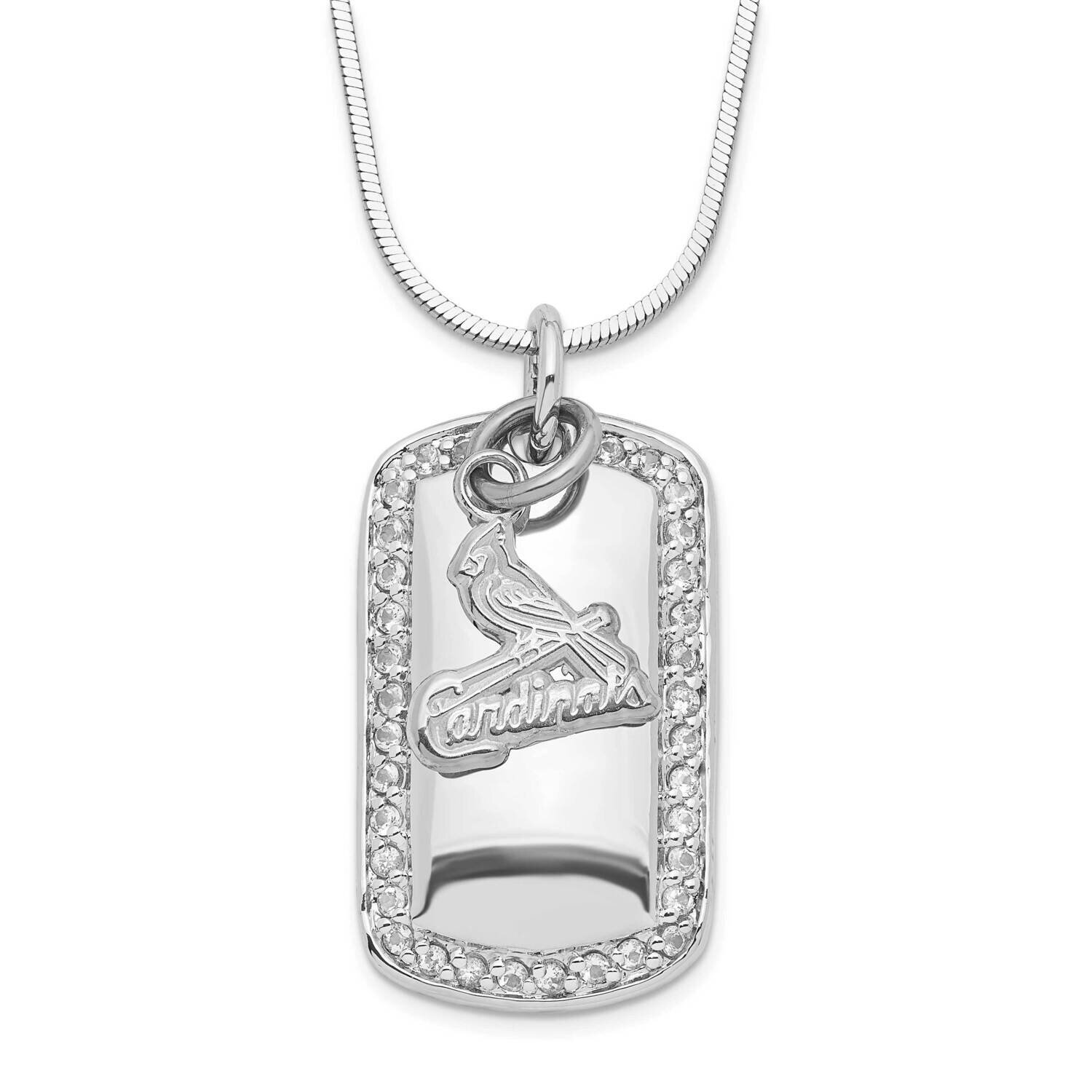 MLB St Louis Cardinals CZ Dog Tag Necklace Sterling Silver CRD013DT-SS