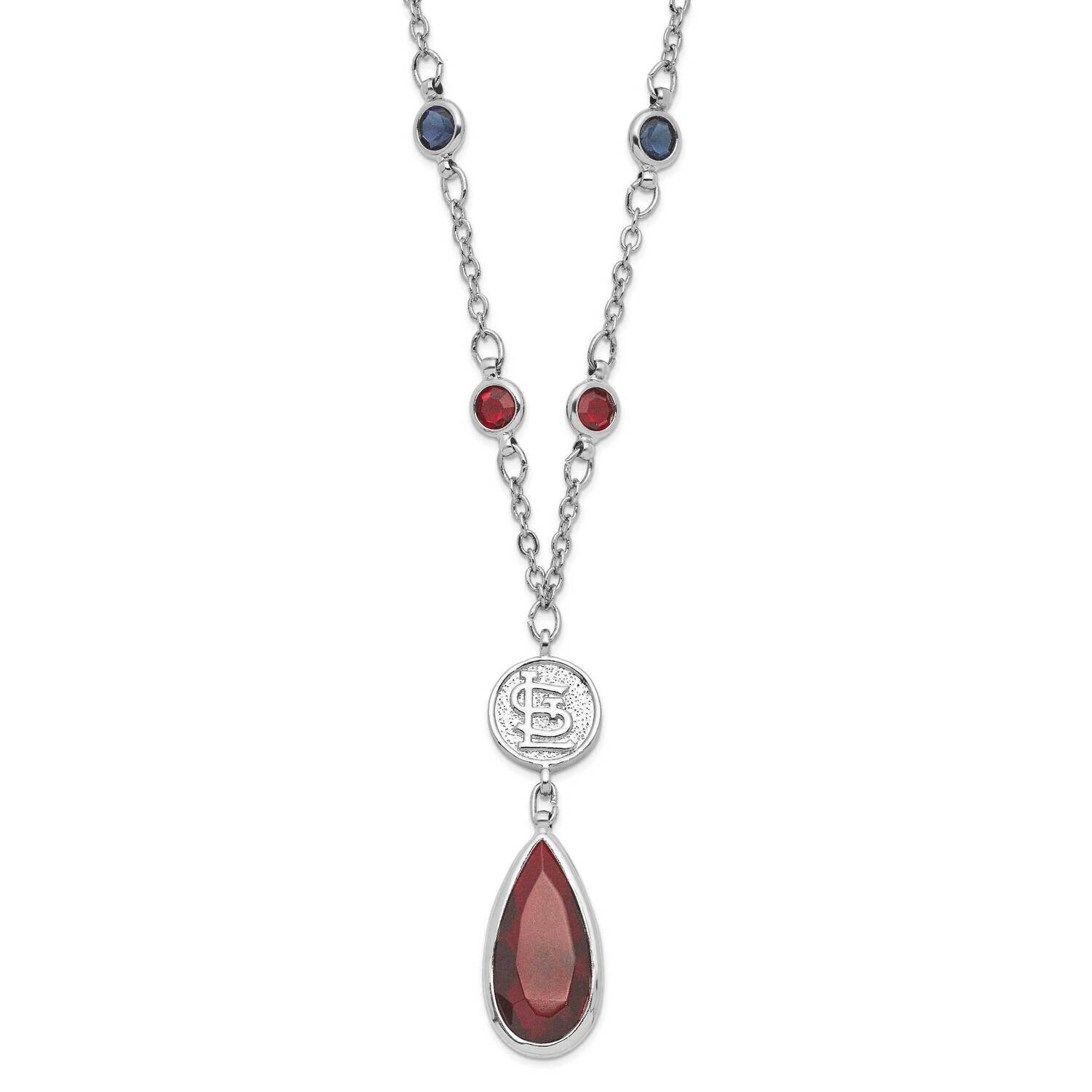 MLB St Louis Cardinals Crystal Drop with 3 ext Necklace Silver-tone CRD065N-CR, MPN: CRD065N-CR, 63…