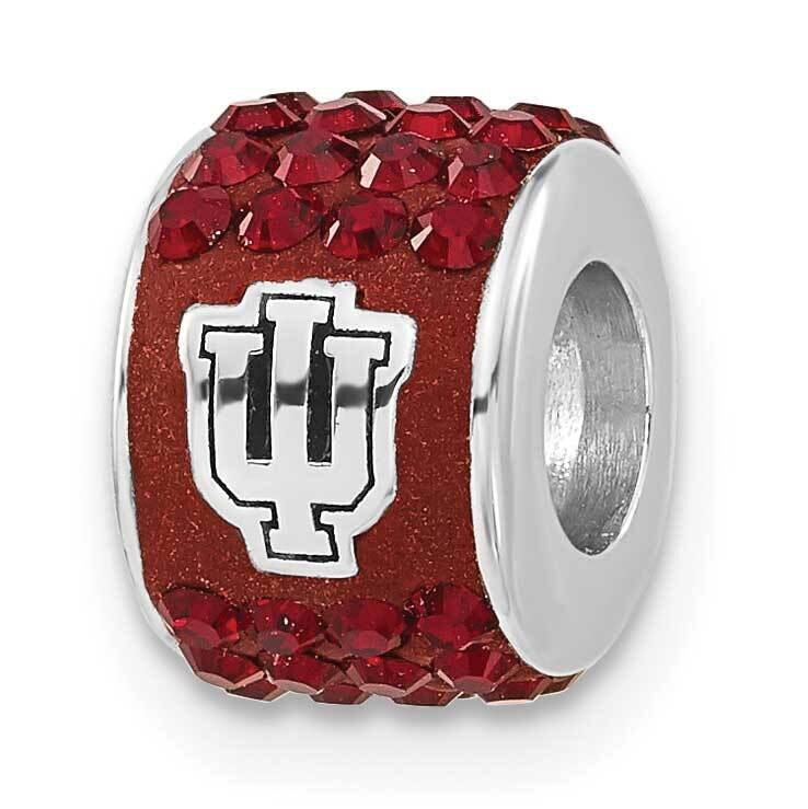 Collegiate Indiana University Red Crystal Bead Sterling Silver IU070CHM-SS