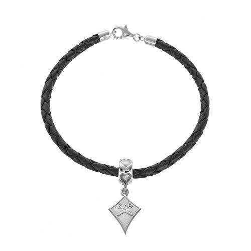 KAPPA ALPHA THETA KITE CHARM HEART BEAD BRAIDED LEAT Sterling Silver KAT003BD2B1-SS, MPN: KAT003BD2…