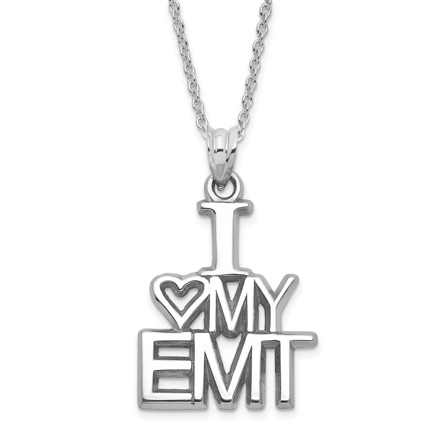 Polished I Heart My EMT Necklace Sterling Silver PBS035PNSSCH