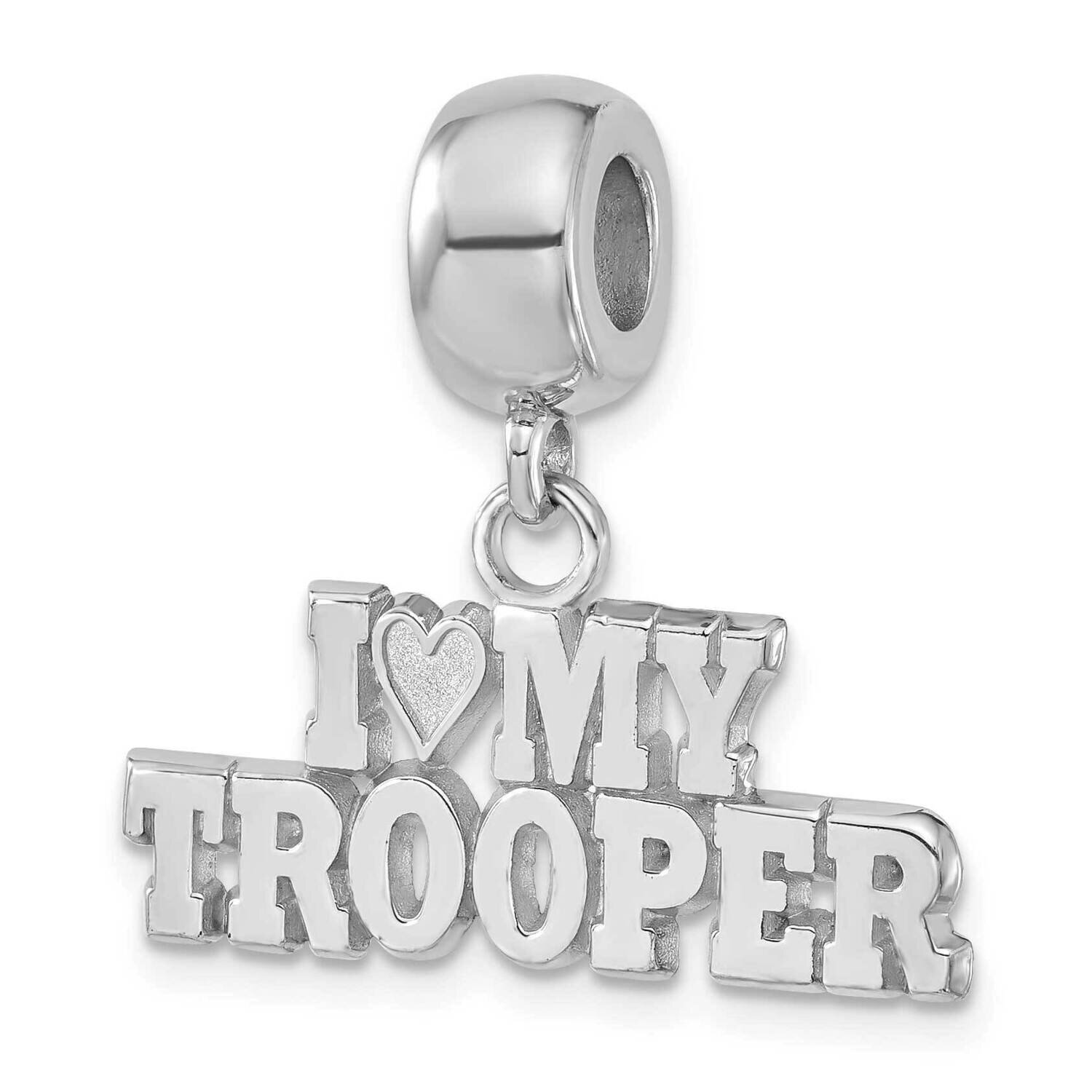 Polished I Heart My Trooper Dangle Bead Sterling Silver PBS006BDSS, MPN: PBS006BDSS, 810680028238