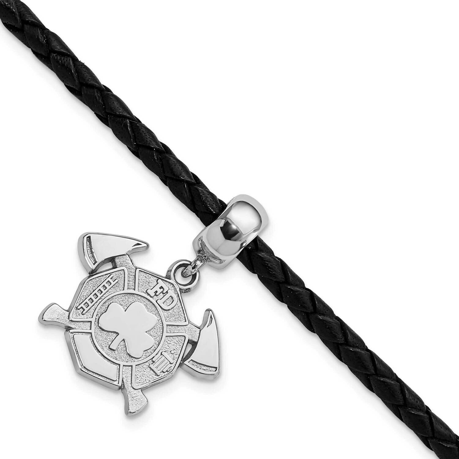 Maltese Irish Fireman Cross &amp; Axes Bead Leather Bracelet Sterling Silver PBS030BDSSBR, MPN: PBS030B…