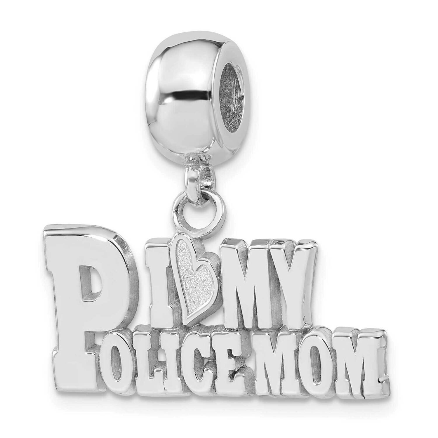 I Heart My Police Mom Polished Dangle Bead Sterling Silver PBS008BDSS, MPN: PBS008BDSS, 810680028252