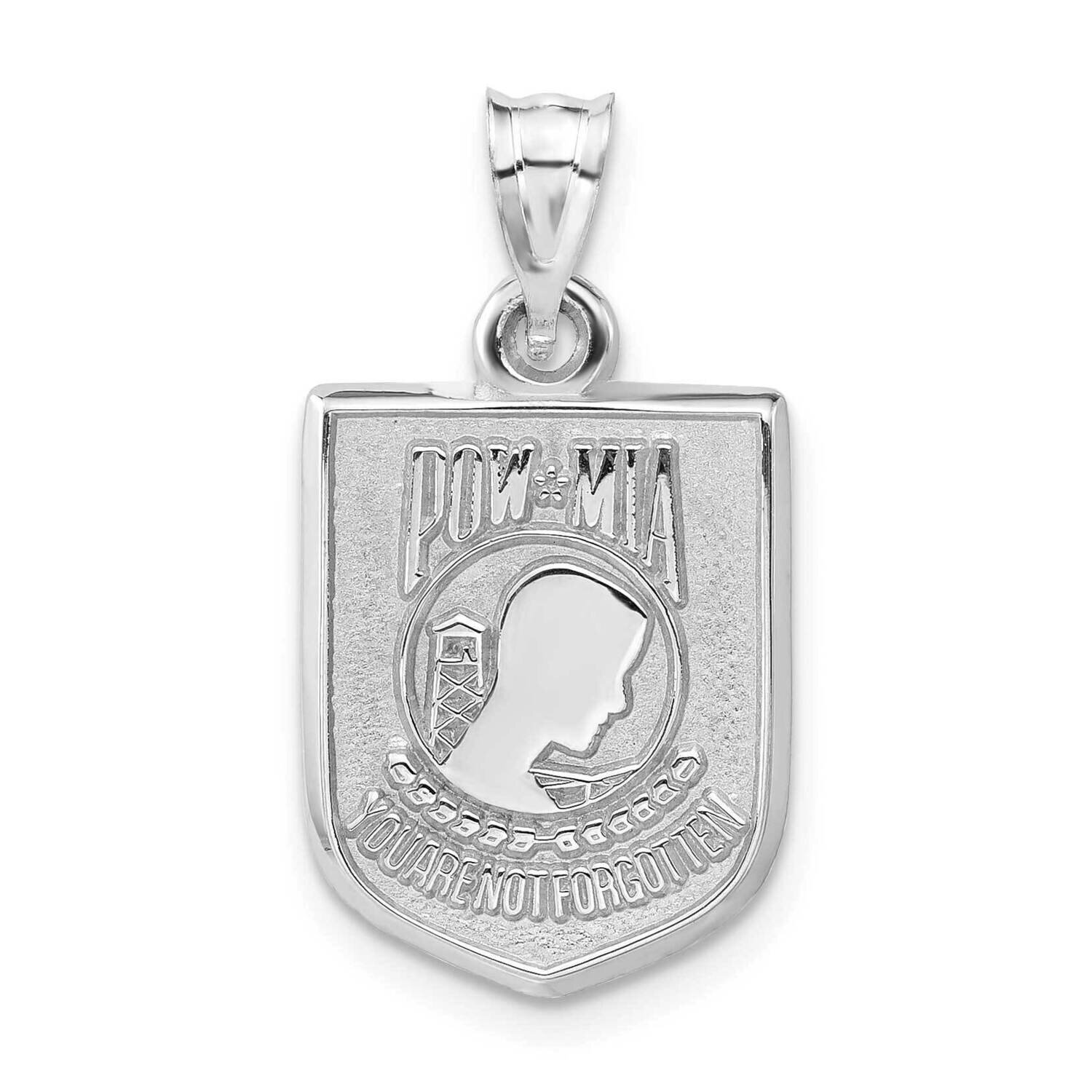 Polished &amp; Textured Pow Mia Pendant Sterling Silver PBS054PNSS