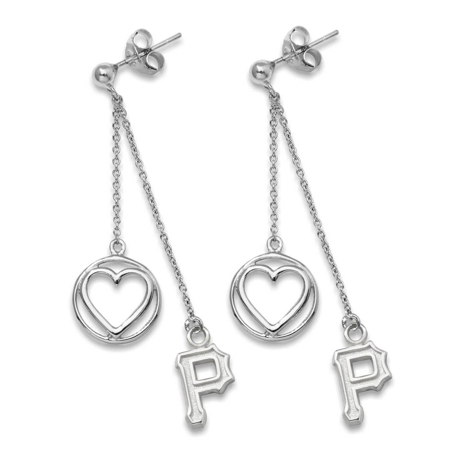 PITTSBURGH PIRATES P 3/8 BELOVED HEART EARRINGS Sterling Silver PIR005BLERD-SS, MPN: PIR005BLERD-SS…
