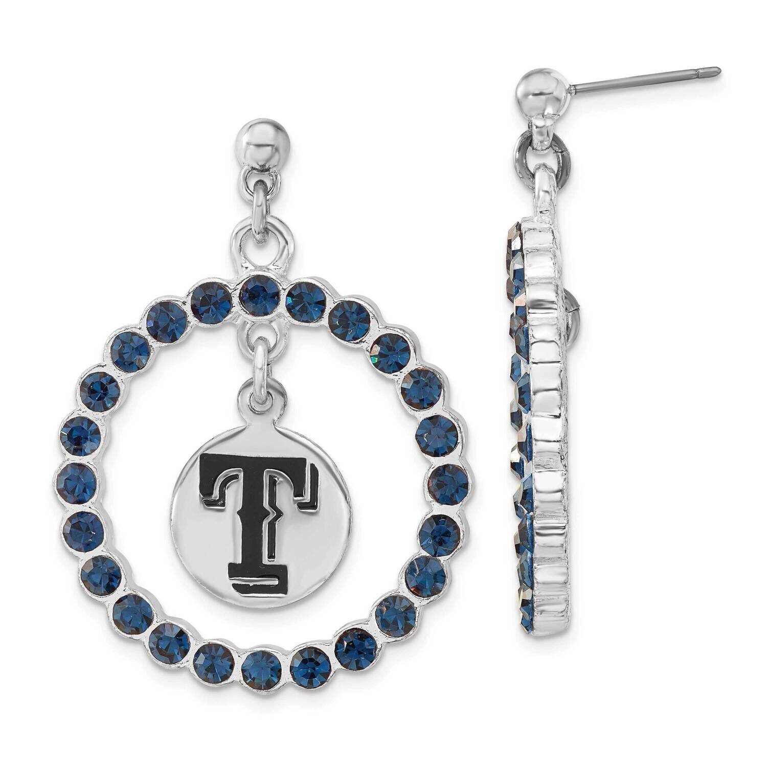 MLB Texas Rangers Blue Crystal Wreath Dangle Earrings Silver-tone RAN067ER-CR