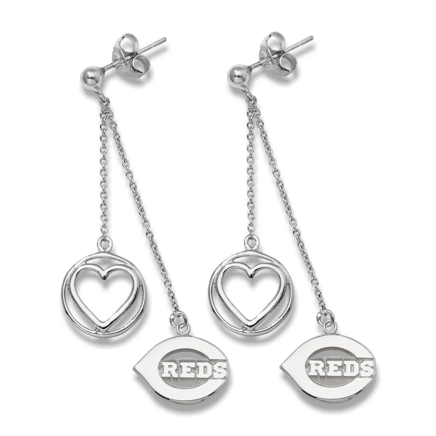 CINCINNATI REDS C REDS 7/16 BELOVED HEART EARRINGS Sterling Silver RDS013BLERD-SS, MPN: RDS013BLERD…