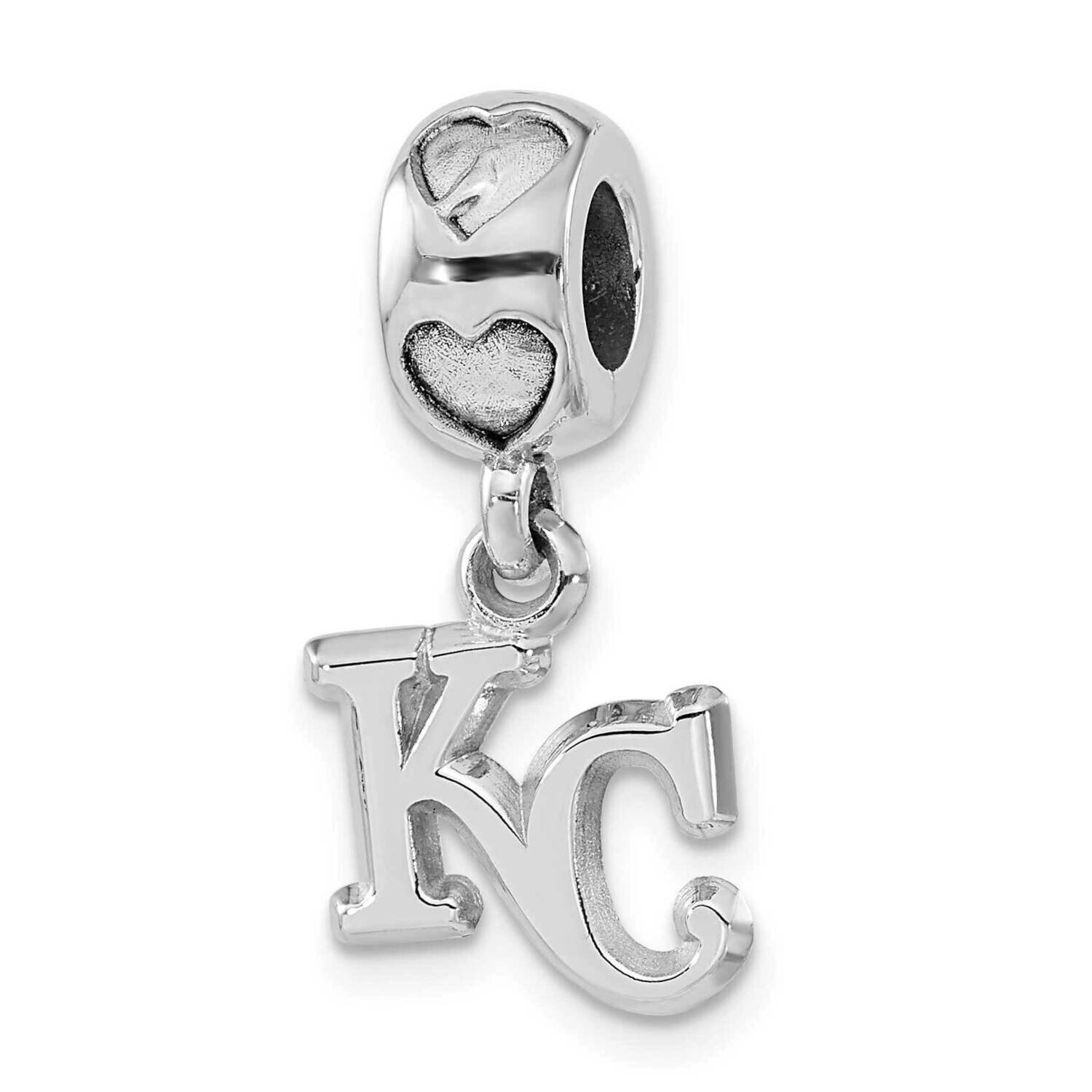 MLB Kansas City Royals Polished Logo Heart Bead Sterling Silver ROY007BD2-SS