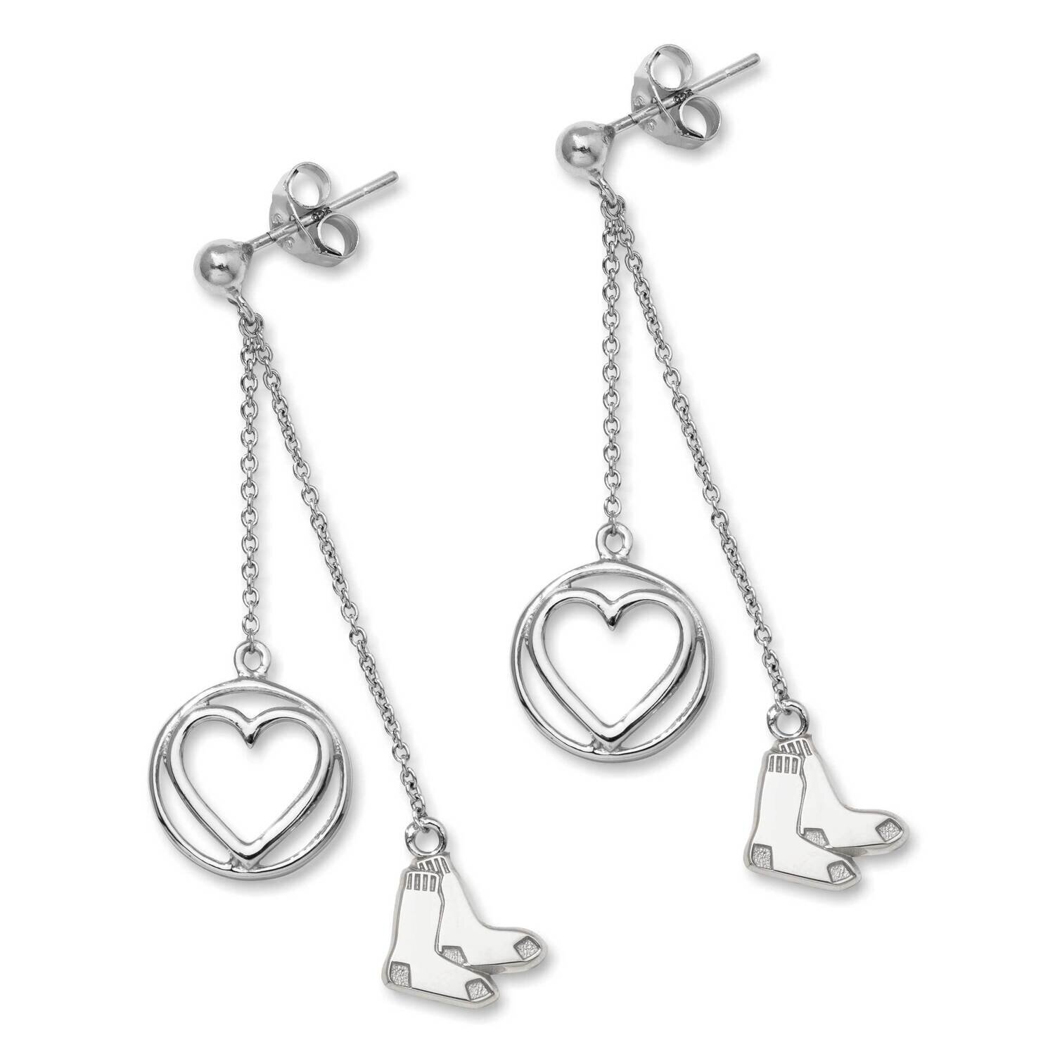 BOSTON RED SOX PAIR OF SOX 1/2 BELOVED HEART EARRINGS Sterling Silver RSO013BLERD-SS, MPN: RSO013BL…