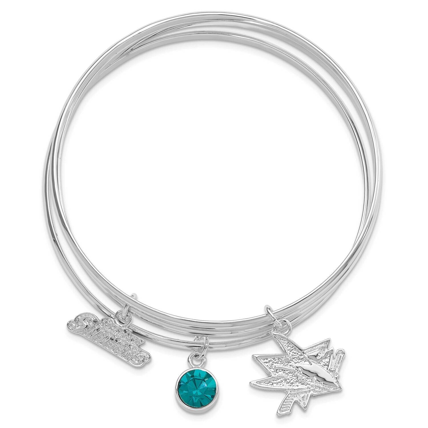 NHL San Jose Sharks Crystal &amp; Logo Charms Slip On Triple Bracelet Set SHATBB, MPN: SHATBB, 63440185…