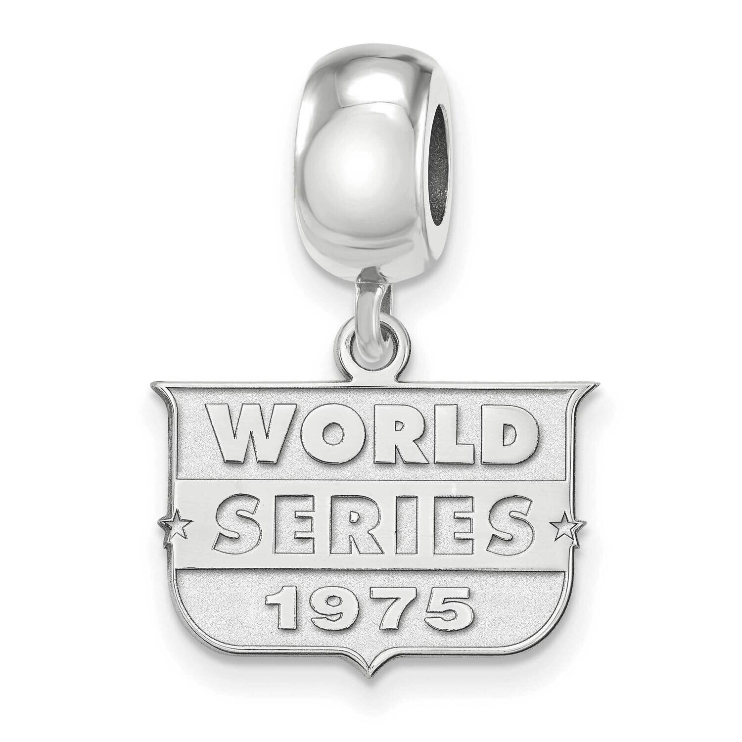 LA 1975 Reds World Series Champs Small Dangle Bead Charm Sterling Silver Rhodium-plated SS001RDS75,…