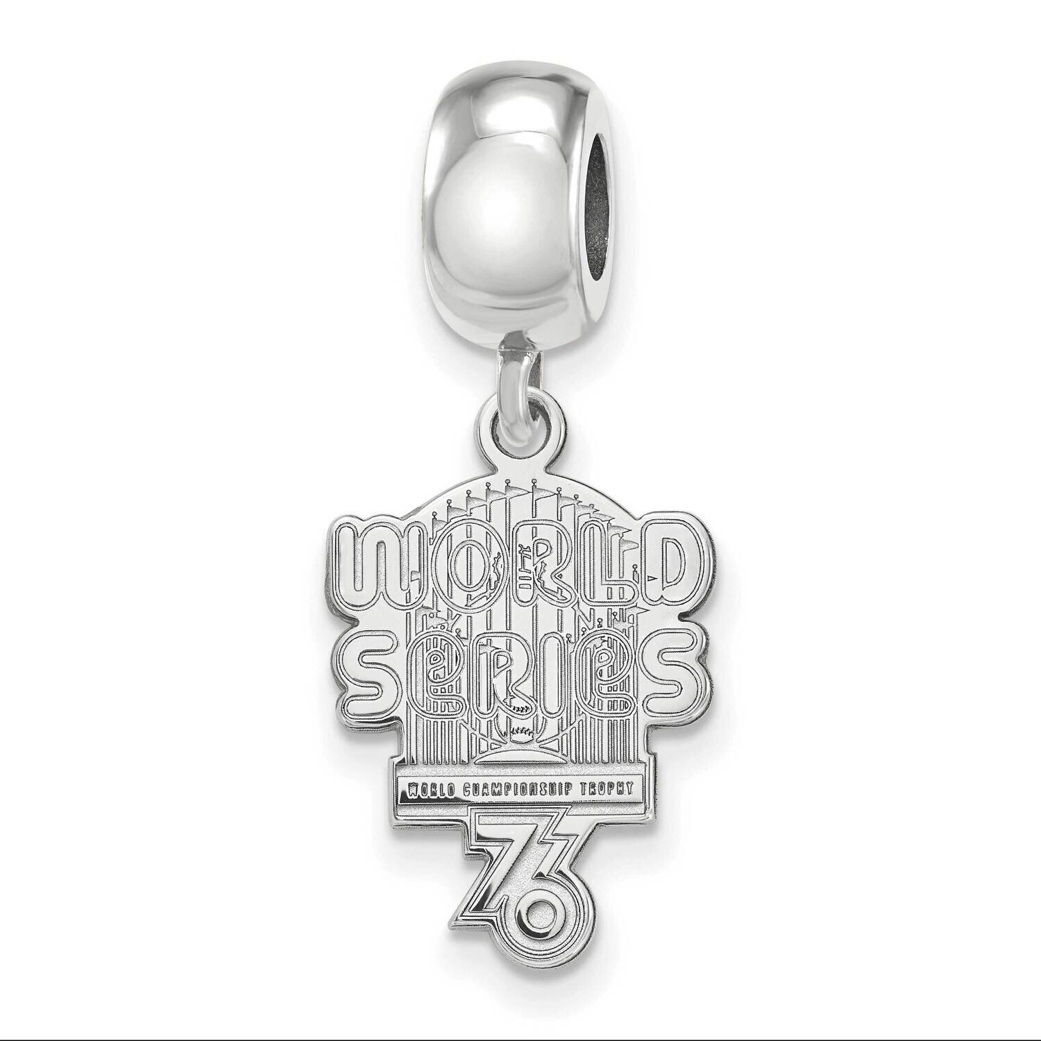 LA 1976 Reds World Series Champs Small Dangle Bead Charm Sterling Silver Rhodium-plated SS001RDS76