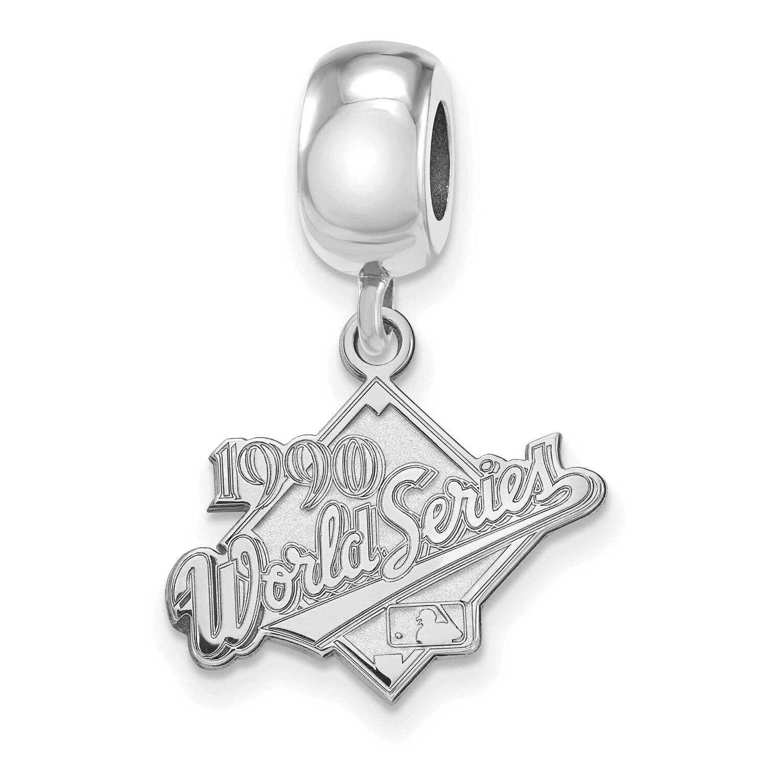 LA 1990 Reds World Series Champs Small Dangle Bead Charm Sterling Silver Rhodium-plated SS001RDS90,…