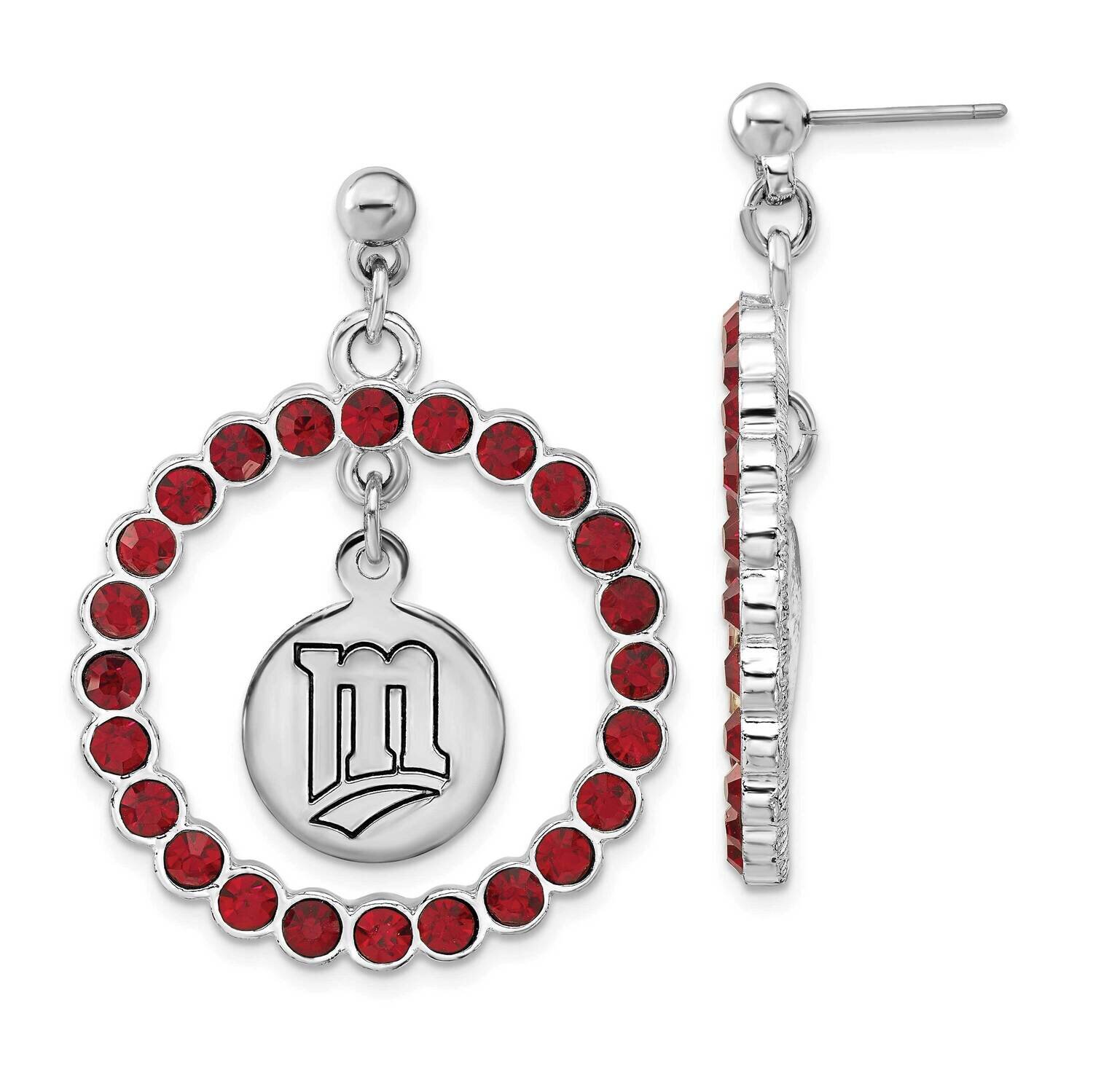 MLB Minnesota Twins Red Crystal Wreath Dangle Earrings Silver-tone TWN067ER-CR